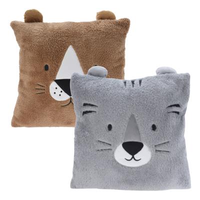 Dieren sierkussens - kinderkamer - grijs / bruin - 43 cm - polyester