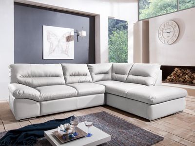 Converteerbare hoekbank WINNER met longchair rechts eco-leder wit Converteerbare hoekbank WINNER met longchair rechts eco-leder wit