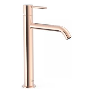 Wastafelkraan Tres Study | Opbouw | Mengkraan | Hoog model | 1-knop | Rond | 24k Rose goud