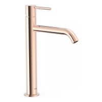 Wastafelkraan Tres Study | Opbouw | Mengkraan | Hoog model | 1-knop | Rond | 24k Rose goud