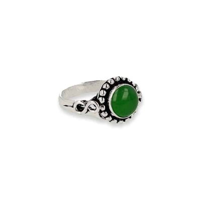 Verzilverde Ring Agaat Groen &apos;Infinity&apos; (Maat 16,75)