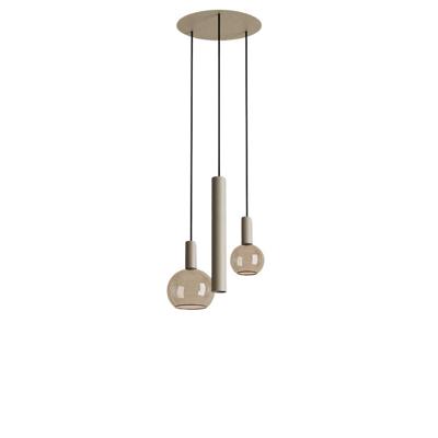 Hanglamp Riva rond 3 lichts quartz