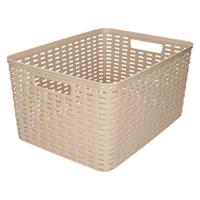 Opbergmand - Kastmand - rotan kunststof - taupe - 18 Liter - 29 x 39 x 20 cm - thumbnail