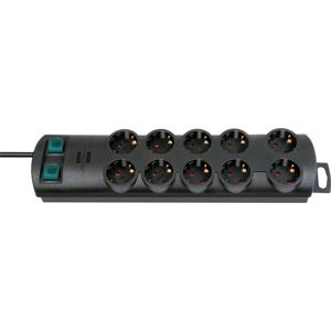 Brennenstuhl 1153300120 Stekkerdoos met schakelaar 10-voudig Zwart Randaarde stekker 1 stuk(s)