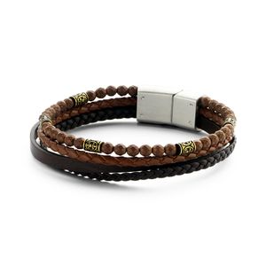 Frank 1967 7FB 0246 Armband leder/natuursteen bruin-zwart 21 cm