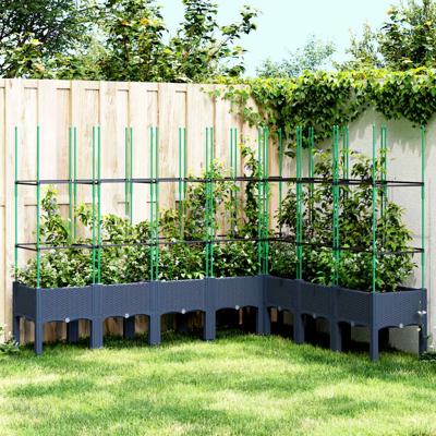 VidaXL Plantenbak met latwerk 200x160x142,5 cm polypropeen grijs