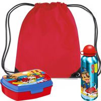 Paw Patrol lunchbox set voor kinderen - 3-delig - rood - kunststof - incl. gymtas/schooltas - Lunchboxen - thumbnail