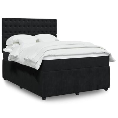 Boxspring met matras fluweel zwart 140x190 cm