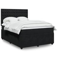 Boxspring met matras fluweel zwart 140x190 cm