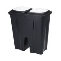 Afvalscheiding prullenbak - 50L - gerecycled kunststof - zwart - Prullenbakken - thumbnail