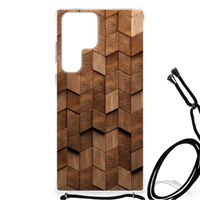 Stevig Telefoonhoesje voor Samsung Galaxy S23 Ultra Wooden Cubes