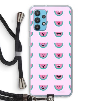 Smiley watermeloenprint: Samsung Galaxy A32 4G Transparant Hoesje met koord