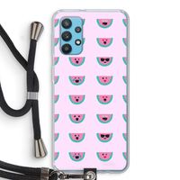 Smiley watermeloenprint: Samsung Galaxy A32 4G Transparant Hoesje met koord