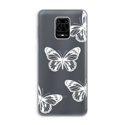 White butterfly: Xiaomi Redmi Note 9 Pro Transparant Hoesje