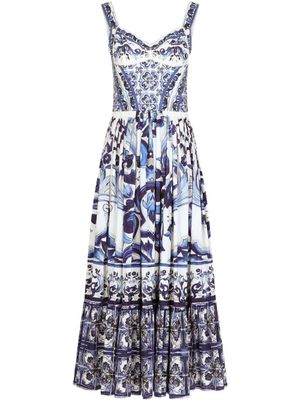 Dolce & Gabbana robe-bustier longue à imprimé Majolica - Bleu