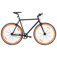 Fiets met vaste versnelling 700 c 59 cm zwart en oranje - thumbnail