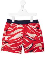 Moncler Enfant short de bain à motif tigré - Rouge