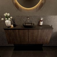 Mondiaz Fowy toiletmeubel 120cm dark brown met blad en waskom urban midden zonder kraangat