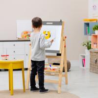 Opvouwbaar 3-in-1 Kinderbord In Hoogte Verstelbaar Houten Bord 50,5 x 53,5 x 79-104 cm Naturel + Grijs