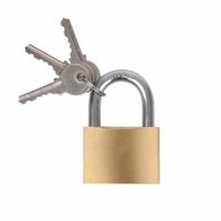 Hangslot 40 mm Messing - stevig - met 3 sleutels - compact
