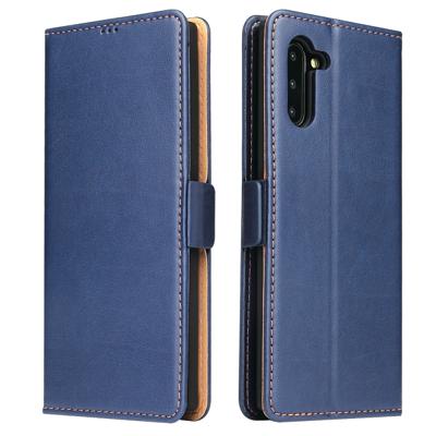 Voor Galaxy Note10 dermis textuur PU + TPU horizontale Flip lederen draagtas met houder & kaartsleuven & portemonnee (blauw)
