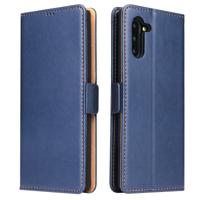 Voor Galaxy Note10 dermis textuur PU + TPU horizontale Flip lederen draagtas met houder & kaartsleuven & portemonnee (blauw)