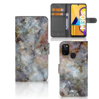 Samsung Galaxy M21 | M30s | Bookcase | Marmer Grijs
