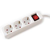 VALUE 3-voudige stekkerdoos met schakelaar, wit, 6 m