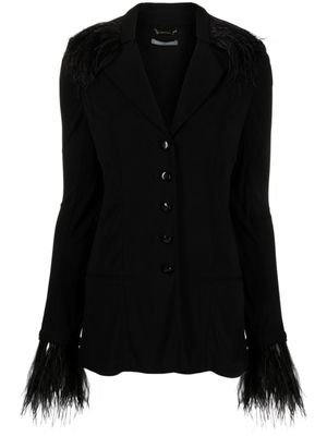 Alberta Ferretti veste boutonnée à détails de plumes d'oie - Noir