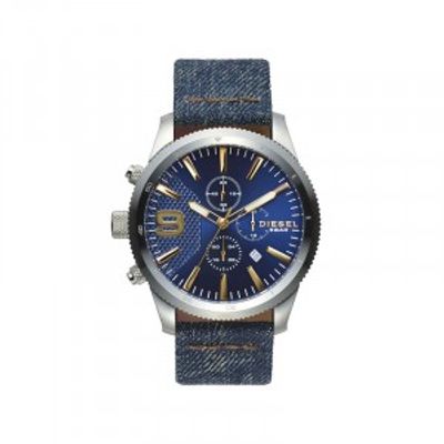 Horlogeband Diesel DZ4450 Leder/Textiel Blauw 24mm