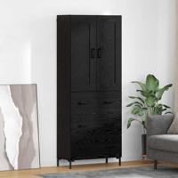 Hoge kast met lade 2 pcs Zwart Eiken Bewerkt hout