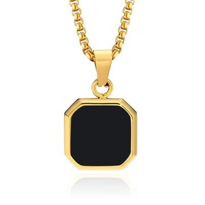 Ketting met Hanger - 15mm vierkant Goudkleurig en Agaat