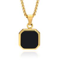 Ketting met Hanger - 15mm vierkant Goudkleurig en Agaat