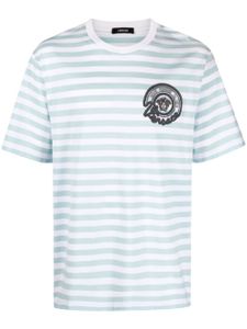 Versace t-shirt rayé à logo brodé - Bleu