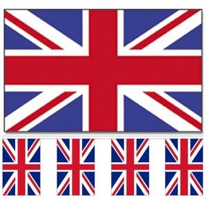 UK/Great Brittain versiering/feestartikelen set - vlag 90 x 150 cm - vlaggenlijn van 300 cm - landen