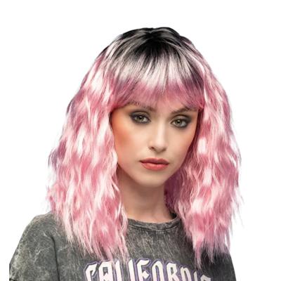 Pruik Ethel - fantasy / zeemeermin - roze - dames - verkleed pruiken - carnaval