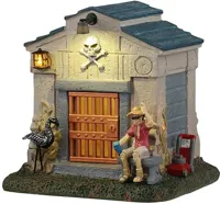 Lemax next tomb neighbor verlicht tafereel Spooky Town 2025