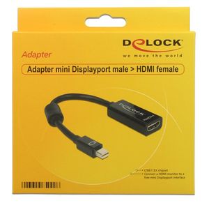 DeLOCK Adapter mini Displayport / HDMI 0,18 m mini Displayport 20-pin M HDMI 19-pin FM Zwart