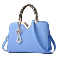 Zomer vrouwelijke telefoon Pocket rits handtassen flap lederen schouder Crossbodytassen (licht blauw)
