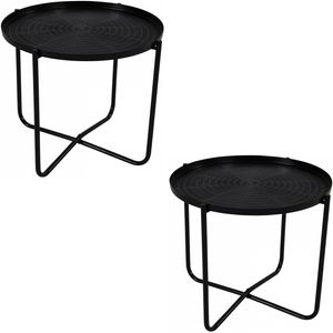 2x stuks ronde bijzettafels/plantenstandaarden zwart 35 cm