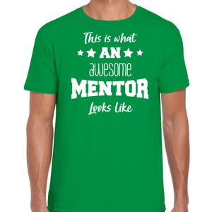 Cadeau t-shirt voor heren - awesome mentor - groen - docent/leraar/schooljaar bedankje