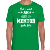 Cadeau t-shirt voor heren - awesome mentor - groen - docent/leraar/schooljaar bedankje 2XL  -