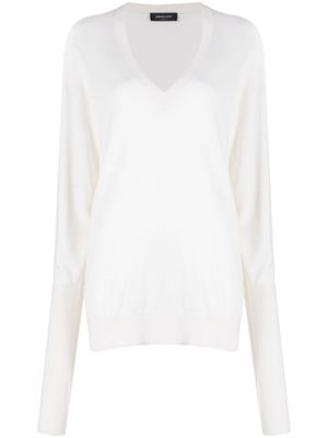 Fabiana Filippi pull en maille fine à col v - Blanc