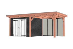 Buitenverblijf Florence 650x360 cm - Plat dak - Combinatie 1- Plat dak- Onbehandeld lariks Douglas hout- Trendhout