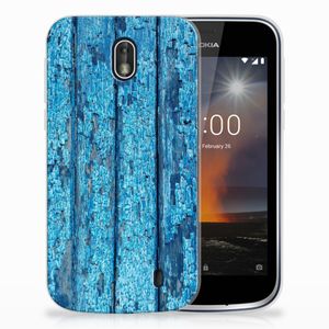 Nokia 1 Bumper Hoesje Wood Blue