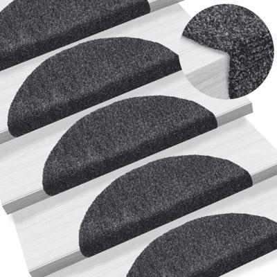 VidaXL Trapmatten zelfklevend 15 stuks 56x17x3 cm donkergrijs halfrond
