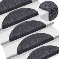 VidaXL Trapmatten zelfklevend 15 stuks 56x17x3 cm donkergrijs halfrond