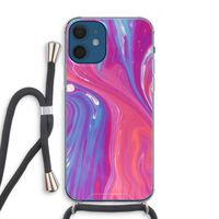 Paarse stroom: iPhone 12 Transparant Hoesje met koord