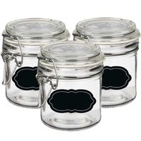 Weckpot/inmaakpot - 4x - 250 ml - glas - met beugelsluiting - incl. etiketten - thumbnail