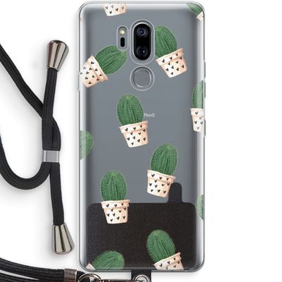 Cactusprint roze: LG G7 Thinq Transparant Hoesje met koord